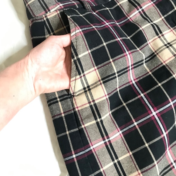 Plaid Mini Skirt Beige Black Pink Check Preppy Classic - Picture 10 of 13